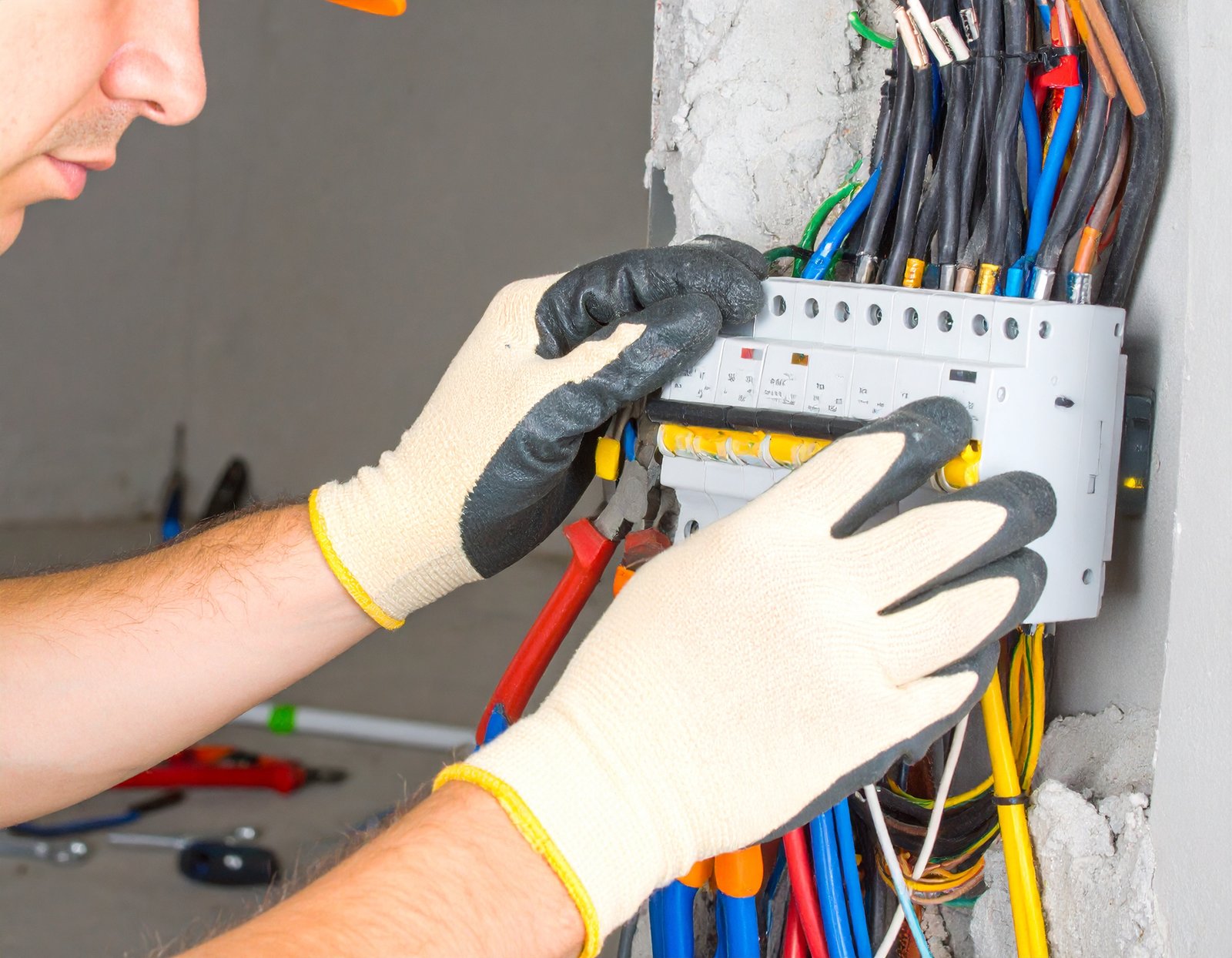 Licensed electrician replacing a circuit breaker in Austin TX home